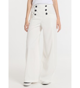 Victorio & Lucchino, V&L Pantalones - Tiro bajo Botones Decorativo| Tallaje en Pulgadas blanco