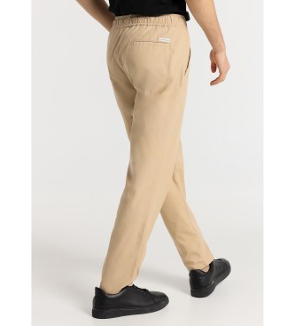 Victorio & Lucchino, V&L Chino Slim Pants - Medium Waistband med elastisk linning i brun hr