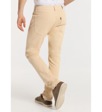 Victorio & Lucchino, V&L Smalle bukser med fem lommer - beige medium rise