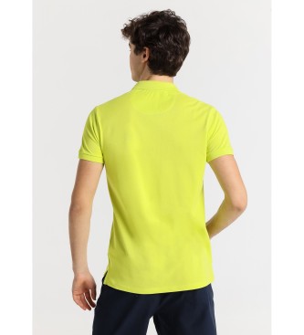 Victorio & Lucchino, V&L Lime green basic short sleeve polo shirt with hidden buttons