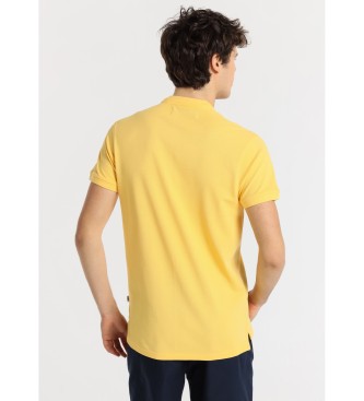 Victorio & Lucchino, V&L Podstawowa koszulka polo z krótkim rękawem i kołnierzykiem mao, żółta