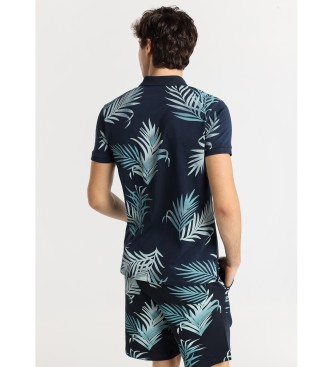 Victorio & Lucchino, V&L Short sleeve polo shirt with navy palm leaf print