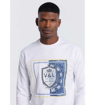 Victorio & Lucchino, V&L Hoodless sweatshirt met boxkraag wit