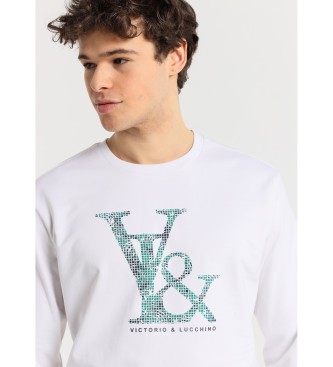 Victorio & Lucchino, V&L Sweatshirt mit Rundhalsausschnitt und V&L Grafik auf der Brust wei