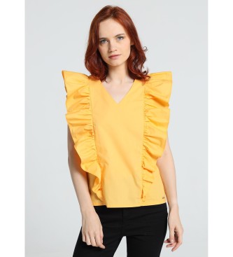 Victorio & Lucchino, V&L Sleeveless top with ruffles yellow