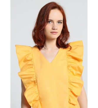 Victorio & Lucchino, V&L Sleeveless top with ruffles yellow