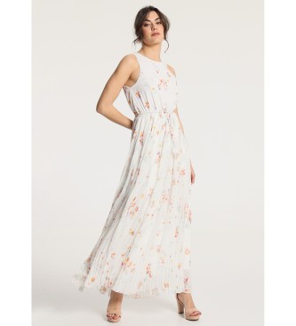 Victorio & Lucchino, V&L Pleated long dress with printed petal pattern