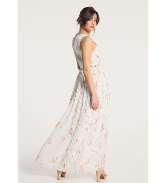 Victorio & Lucchino, V&L Geplooide lange jurk met bedrukt bloemmotief