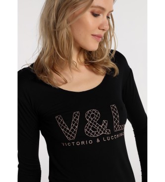 Victorio & Lucchino, V&L T-shirt manica lunga 121644 Nera