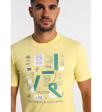 Victorio & Lucchino, V&L T-shirt de manga curta 125090 Amarela