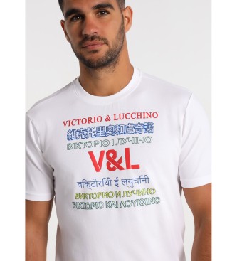 Victorio & Lucchino, V&L Kortrmet T-shirt 125032 Hvid