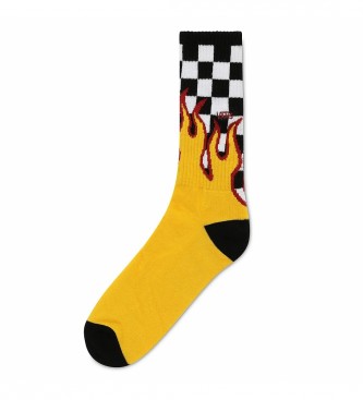 Vans Tall Socks Flame Check yellow