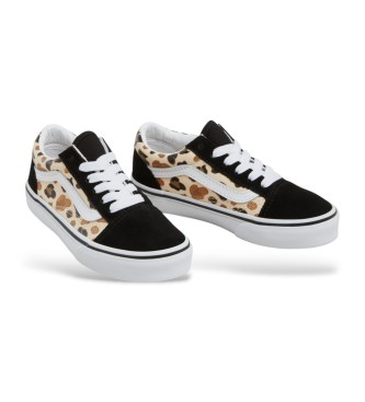 Vans Baskets Old Skool en cuir noir et beige