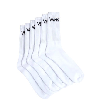 Vans Pack de 6 pares de meias Classic Crew Socks brancas