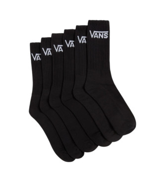 Vans Pack de 6 pares de meias Classic Crew Socks pretas