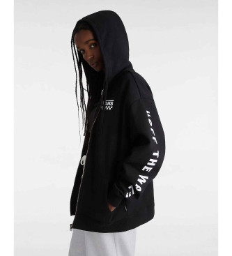 Vans Extra Fun zip hooded sweatshirt with extra large cut in black