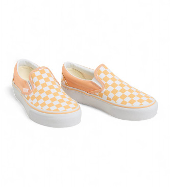 Vans Checkerboard Classic Slip-On Platform Sneakers Orange