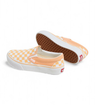 Vans Checkerboard Classic Slip-On Platform Sneakers Orange