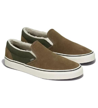 Vans Classic Slip-On Sherpa brown greenish brown leather slippers