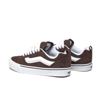 Vans Brązowe skórzane buty treningowe Knu Skool