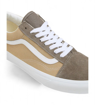 Vans Beżowe skórzane buty sportowe Old Skool