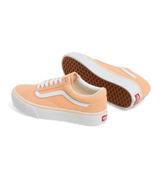 Vans Pomarańczowe skórzane buty sportowe Old Skool Platform