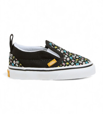 Vans Slip-On Sneakers met klittenbandsluiting en Checkerboard print zwart