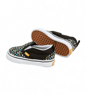 Vans Sneakers Slip-On con chiusura a strappo e stampa Checkerboard nera