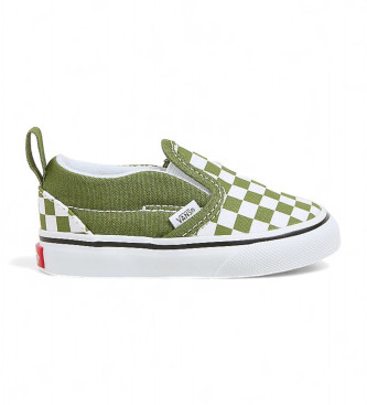 Vans Slip-on-sneakers med velcrolukning og skakternet mnster i grn