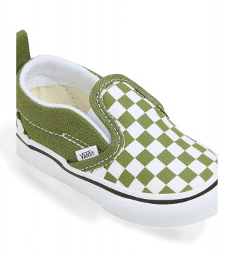 Vans Slip-On Sneakers met klittenbandsluiting en Checkerboard patroon groen