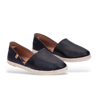 Verbenas Carmen Nucleo black leather espadrilles