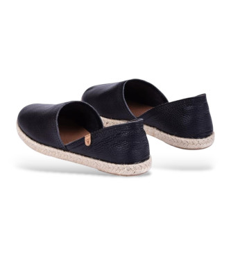 Verbenas Carmen Nucleo black leather espadrilles