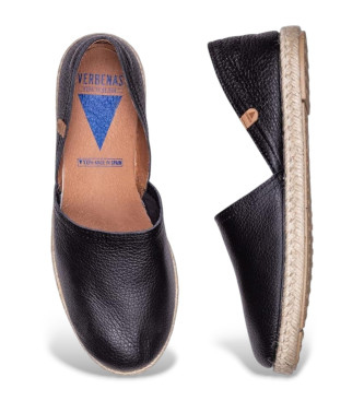 Verbenas Carmen Nucleo black leather espadrilles