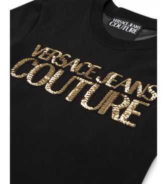 Versace Jeans Couture Institutional T-shirt Logotyp med kristaller svart