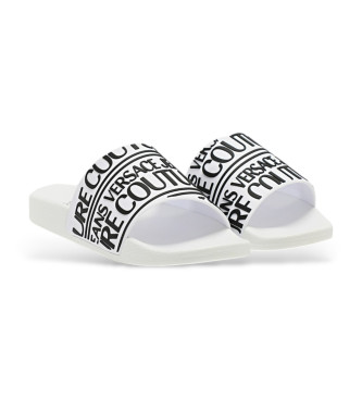 Versace Jeans Couture Weie Flip-Flops mit Logo auf dem Rist