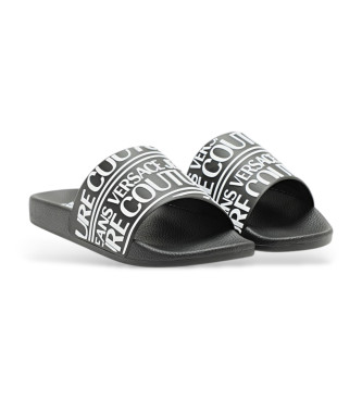 Versace Jeans Couture Teenslippers logo bovenkant zwart