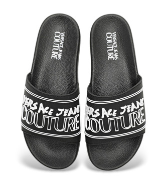 Versace Jeans Couture Black logo flip-flops