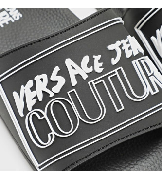 Versace Jeans Couture Chinelos com logtipo preto