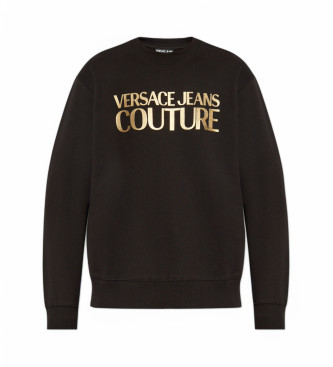 Versace Jeans Couture Kurzes Sweatshirt mit Kapuze und Logo schwarz