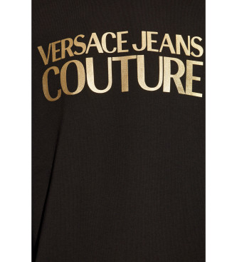 Versace Jeans Couture Kurzes Sweatshirt mit Kapuze und Logo schwarz