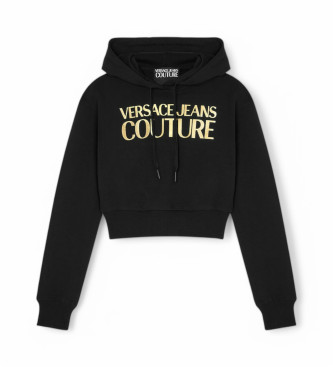 Versace Jeans Couture Sweat court avec capuche et logo noir