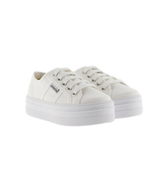Victoria Chaussures compensées en toile blanche -Hauteur de plateforme: 4,5 cm-