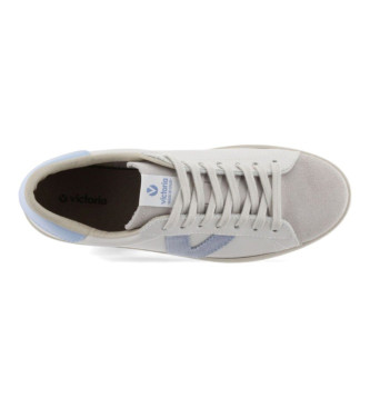 Victoria Berlijn Sneakers Leer & Splitleer wit, blauw