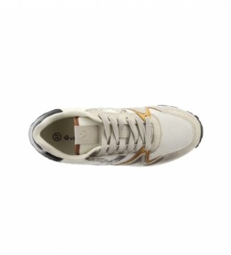 Victoria Cometa Multimaterial beige, gold sneakers