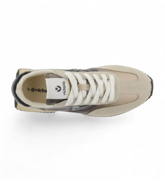 Victoria Cosmos beige leather trainers