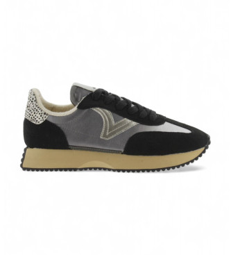 Victoria Lder Sneakers Cosmos Nylon Metall svart