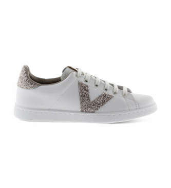 Victoria Leder Turnschuhe Tennis & Chips Glitter wei