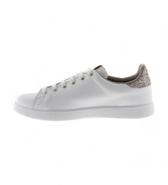 Victoria Leder Turnschuhe Tennis & Chips Glitter wei