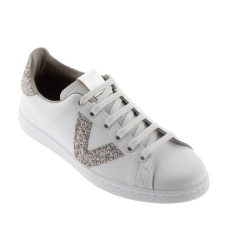 Victoria Leder Turnschuhe Tennis & Chips Glitter wei