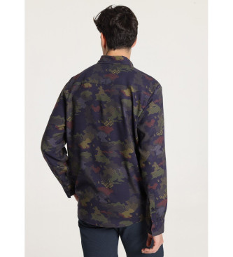 Victorio & Lucchino, V&L Skjorte med camouflageprint i marinebl